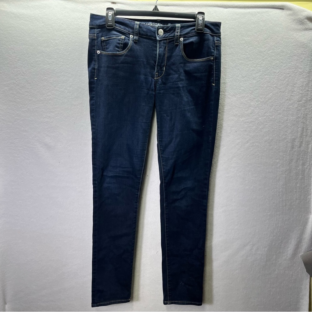 American Eagle Darkwash Skinny Jeans Womens 6 Blue Denim Stretch Cute comfy 2717